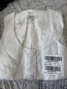 Madewell White Linen Scoopneck Button Vest